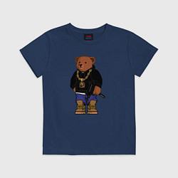 Футболка хлопковая детская Gangsta bear Крутой мишка, цвет: тёмно-синий