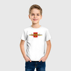 Футболка хлопковая детская Герб с флагом россии, цвет: белый — фото 2