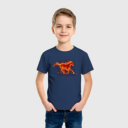 Футболка хлопковая детская Fire horse огненная лошадь, цвет: тёмно-синий — фото 2