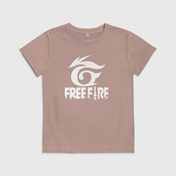 Футболка хлопковая детская Free Fire - белый лого, цвет: пыльно-розовый