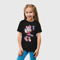 Футболка хлопковая детская Sonic Amy Rose Video game, цвет: черный — фото 2
