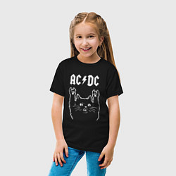 Футболка хлопковая детская ACDC РОК КОТ, цвет: черный — фото 2