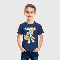Футболка хлопковая детская Майлз Тейлз Прауэр Sonic Видеоигра, цвет: тёмно-синий — фото 2