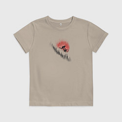 Футболка хлопковая детская Лесной мтб райдер, цвет: миндальный