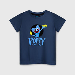 Футболка хлопковая детская POPPY PLAYTIME HAGGY WAGGY ХАГГИ ВАГГИ СЧАСТЛИВЫЙ, цвет: тёмно-синий