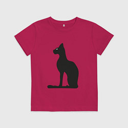 Футболка хлопковая детская Силуэт черной кошки, Египетская богиня Бастет, цвет: маджента