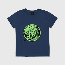 Футболка хлопковая детская Gagarin in green, цвет: тёмно-синий