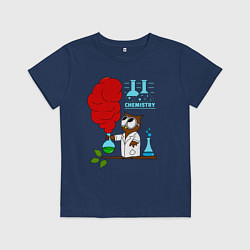 Футболка хлопковая детская Сова химик, цвет: тёмно-синий