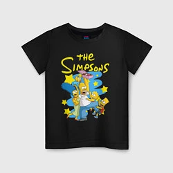 Футболка хлопковая детская The SimpsonsСемейка Симпсонов, цвет: черный