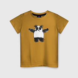 Футболка хлопковая детская Акварельная панда, цвет: горчичный