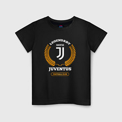 Футболка хлопковая детская Лого Juventus и надпись Legendary Football Club, цвет: черный
