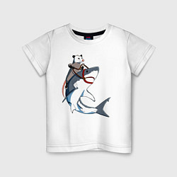 Футболка хлопковая детская Опоссум верхом на акуле, цвет: белый