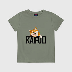 Футболка хлопковая детская Kaifuli shiba inu, цвет: авокадо
