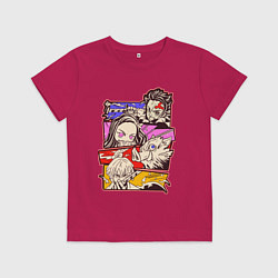 Футболка хлопковая детская Клинок, рассекающий демонов Истребитель демонов, цвет: маджента