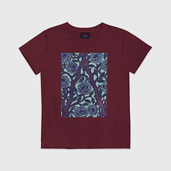 Футболка хлопковая детская Samarkande Flower Pattern Цветочный орнамент, цвет: меланж-бордовый