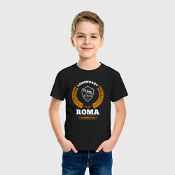 Футболка хлопковая детская Лого Roma и надпись Legendary Football Club, цвет: черный — фото 2