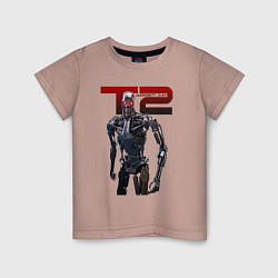 Футболка хлопковая детская Terminator 2 - T800, цвет: пыльно-розовый
