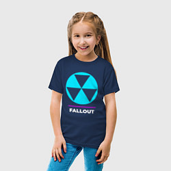 Футболка хлопковая детская Символ Fallout в неоновых цветах, цвет: тёмно-синий — фото 2