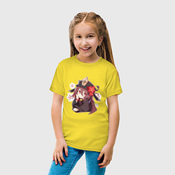Футболка хлопковая детская Ху Тао Genshin Impact Аниме, цвет: желтый — фото 2