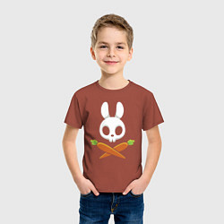 Футболка хлопковая детская Череп кролика с двумя морковками, цвет: кирпичный — фото 2