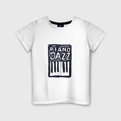 Футболка хлопковая детская Piano Jazz, цвет: белый