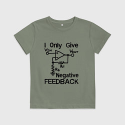 Футболка хлопковая детская Инженер - I only give negative feedback, цвет: авокадо