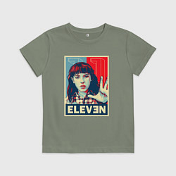 Футболка хлопковая детская Stranger Things Eleven, цвет: авокадо