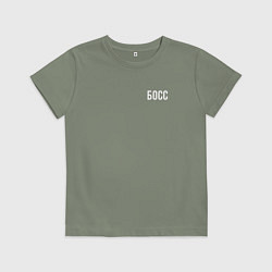 Футболка хлопковая детская Босс White, цвет: авокадо