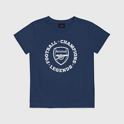 Футболка хлопковая детская Символ Arsenal и надпись Football Legends and Cham, цвет: тёмно-синий
