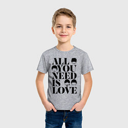 Футболка хлопковая детская ALL YOU NEED IS LOVE THE BEATLES, цвет: меланж — фото 2
