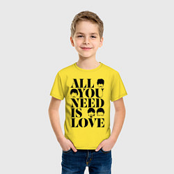Футболка хлопковая детская ALL YOU NEED IS LOVE THE BEATLES, цвет: желтый — фото 2