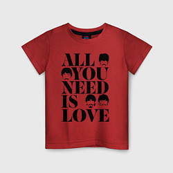 Футболка хлопковая детская ALL YOU NEED IS LOVE THE BEATLES, цвет: красный