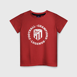 Футболка хлопковая детская Символ Atletico Madrid и надпись Football Legends, цвет: красный