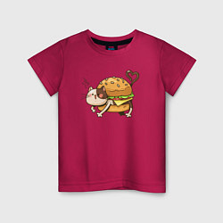 Футболка хлопковая детская Кот - гамбургер, цвет: маджента