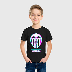 Футболка хлопковая детская Valencia FC в стиле Glitch, цвет: черный — фото 2