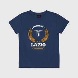 Футболка хлопковая детская Лого Lazio и надпись Legendary Football Club, цвет: тёмно-синий