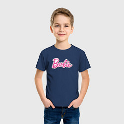 Футболка хлопковая детская Barbie logo, цвет: тёмно-синий — фото 2