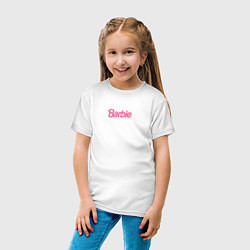 Футболка хлопковая детская Barbie mini logo, цвет: белый — фото 2