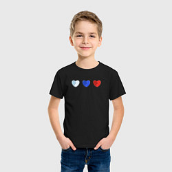 Футболка хлопковая детская Триколор в сердечках, цвет: черный — фото 2