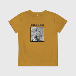 Футболка хлопковая детская Мику ЧБ, цвет: горчичный