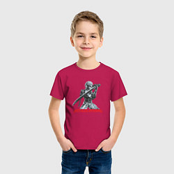 Футболка хлопковая детская Райден из Metal Gear Rising с мечом, цвет: маджента — фото 2