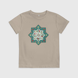 Футболка хлопковая детская Chinese Ornament Китайский орнамент, цвет: миндальный