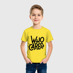 Футболка хлопковая детская Who cares?, цвет: желтый — фото 2
