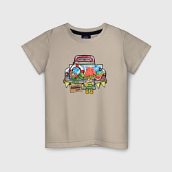 Футболка хлопковая детская Продавец арбузов на машине, цвет: миндальный