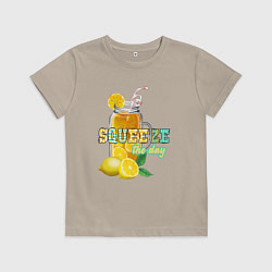 Футболка хлопковая детская Лимонад в банке, цвет: миндальный