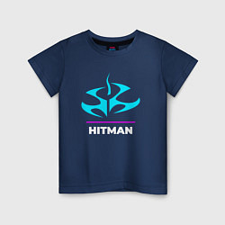 Футболка хлопковая детская Символ Hitman в неоновых цветах, цвет: тёмно-синий
