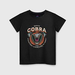 Футболка хлопковая детская Кобра Кай - логотип с Коброй Cobra Kai Logo, цвет: черный