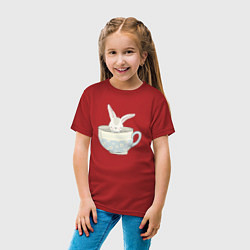 Футболка хлопковая детская Кролик в чашке, цвет: красный — фото 2