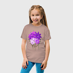Футболка хлопковая детская Flowers purple light, цвет: пыльно-розовый — фото 2