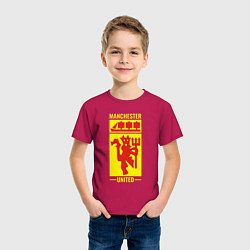 Футболка хлопковая детская Манчестер Юнайтед символ, цвет: маджента — фото 2